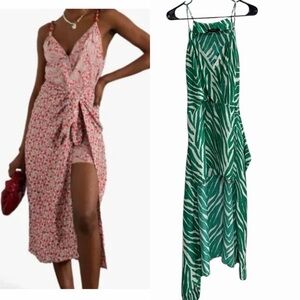 VIX PAULA HERMANNY Asha Gisa Wrap Effect Printed Midi Dress Size Medium